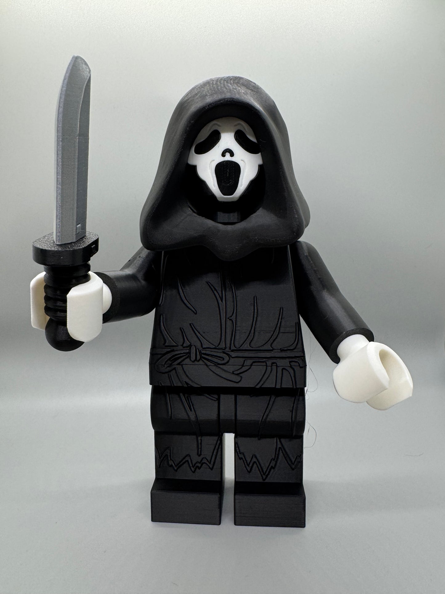 Ghost Face Halloween Figure - 9in Tall Lego Inspired Brick MegaFigure