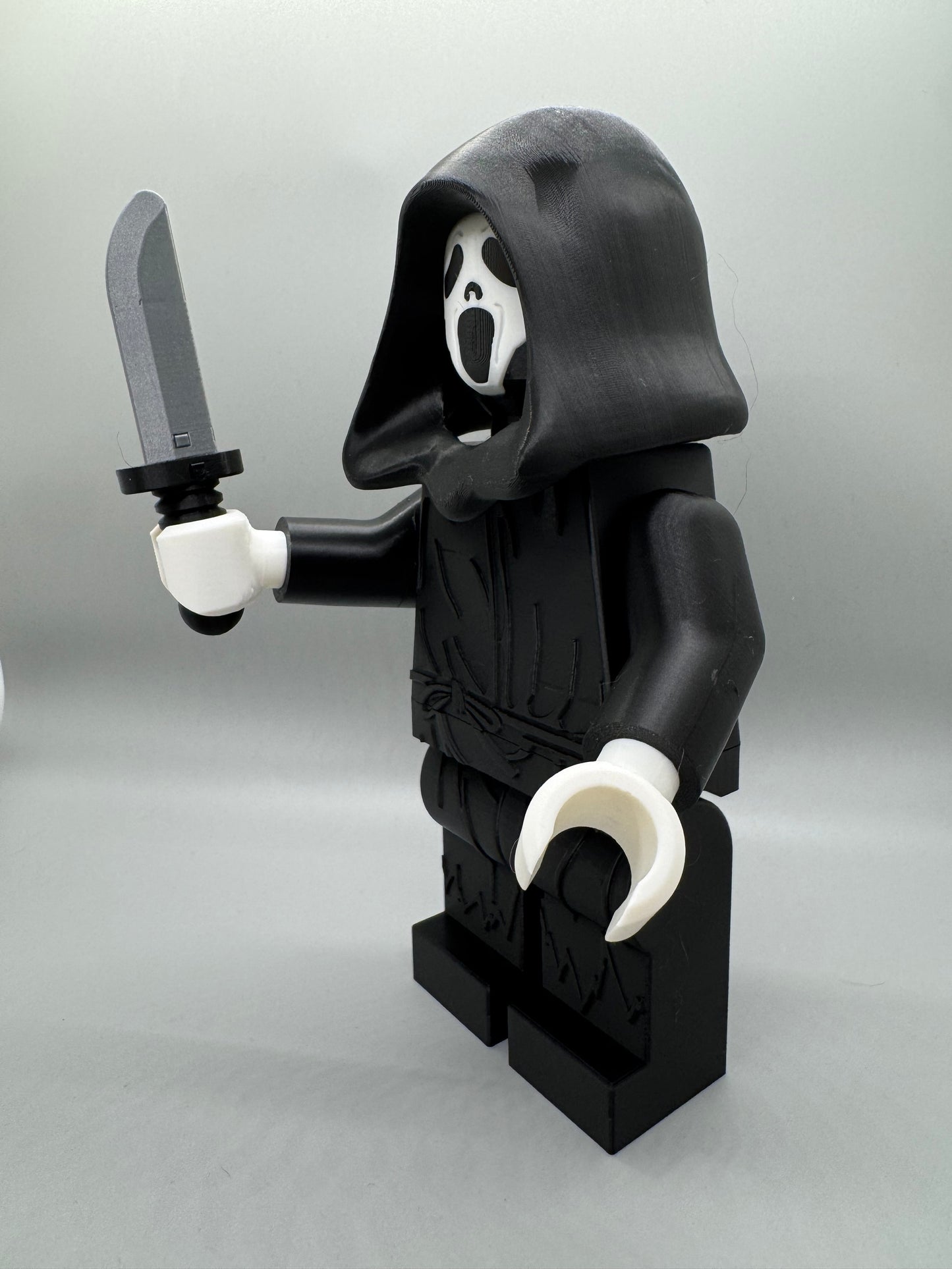 Ghost Face Halloween Figure - 9in Tall Lego Inspired Brick MegaFigure