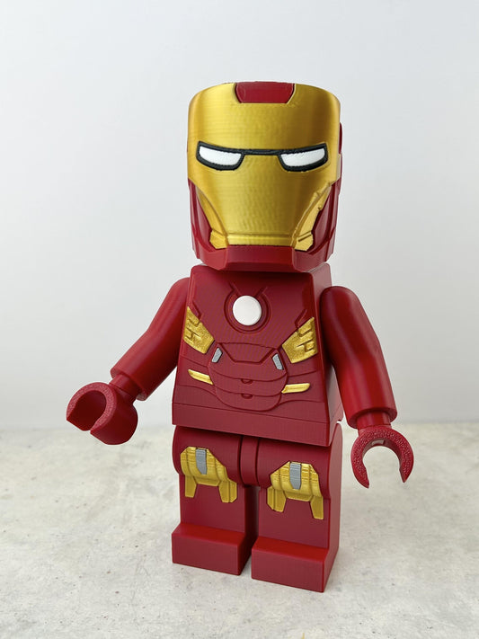 Iron Man Marvel Figure - 9in Tall Lego Inspired Brick MegaFigure