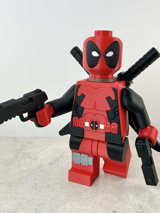 Deadpool Marvel Figure - 9in Tall Lego Inspired Brick MegaFigure