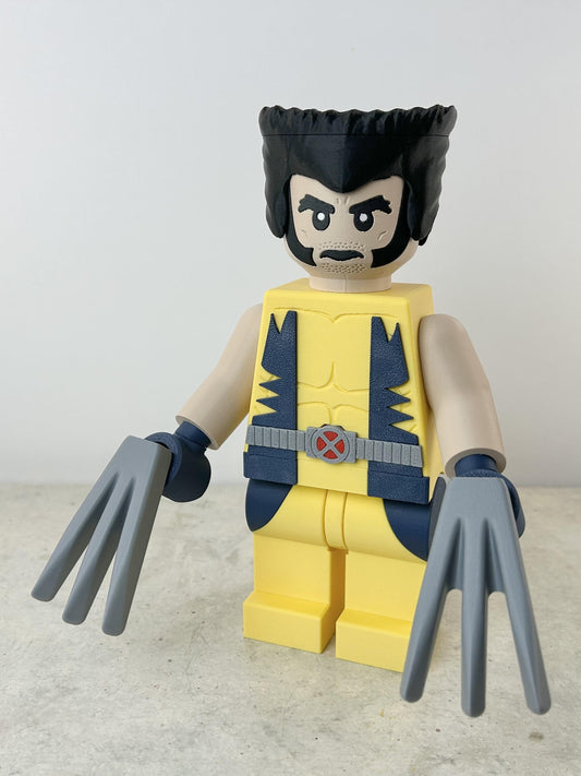 Wolverine Marvel Figure - 9in Tall Lego Inspired Brick MegaFigure