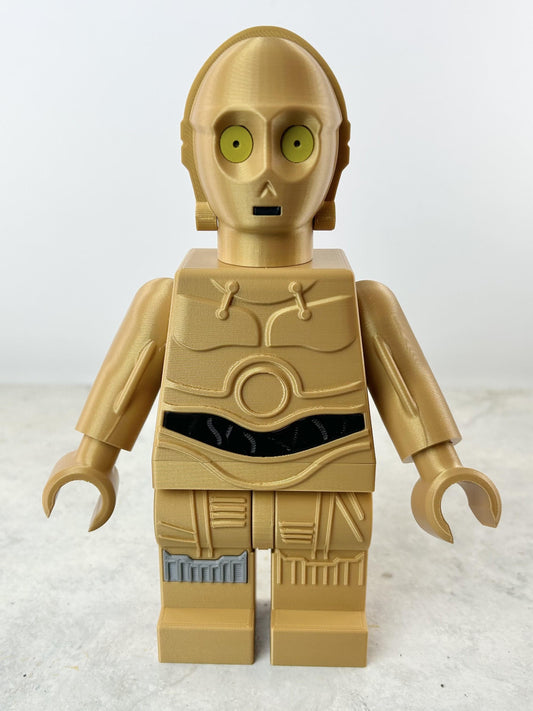 C-3PO Star Wars Figure - 9in Tall Lego Inspired Brick MegaFigure