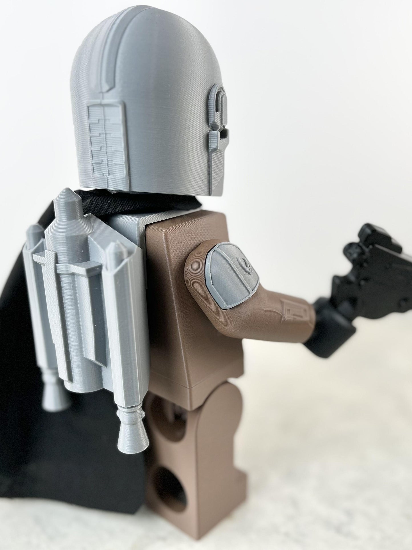 Mandalorian Star Wars Figure - 9in Tall Lego Inspired Brick MegaFigure