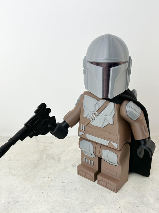 Mandalorian Star Wars Figure - 9in Tall Lego Inspired Brick MegaFigure