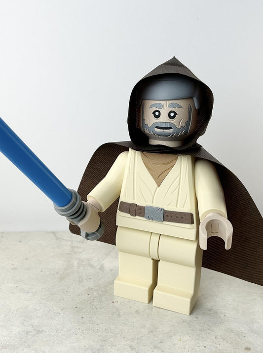 Obi-Won Star Wars Figure - 9in Tall Lego Inspired Brick MegaFigure