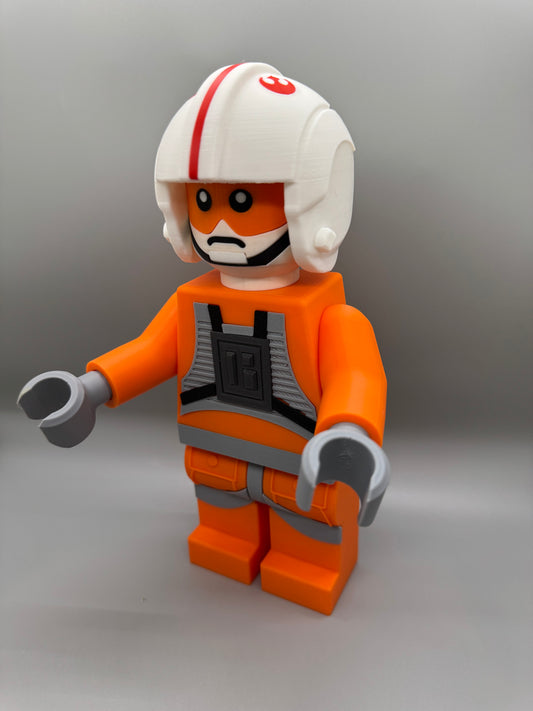 X-Wing Pilot Star Wars Figure - 9in Tall Lego Inspired Brick MegaFigure