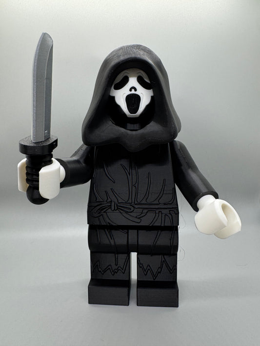Ghost Face Halloween Figure - 9in Tall Lego Inspired Brick MegaFigure