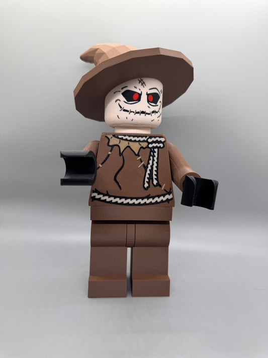 Scarecrow Halloween Figure - 9in Tall Lego Inspired Brick MegaFigure