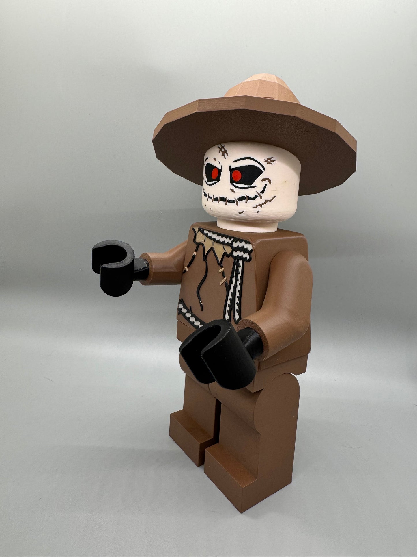 Scarecrow Halloween Figure - 9in Tall Lego Inspired Brick MegaFigure