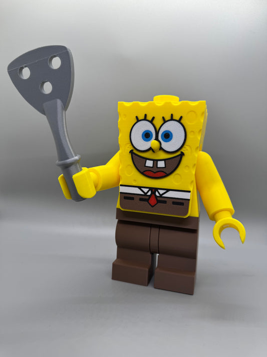 SpongeBob Squarepants Figure - 7in Tall Lego Inspired Brick MegaFigure